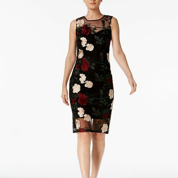 Calvin Klein Floral Embroidered Mesh Dress Sz 6 - Picture 3 of 6